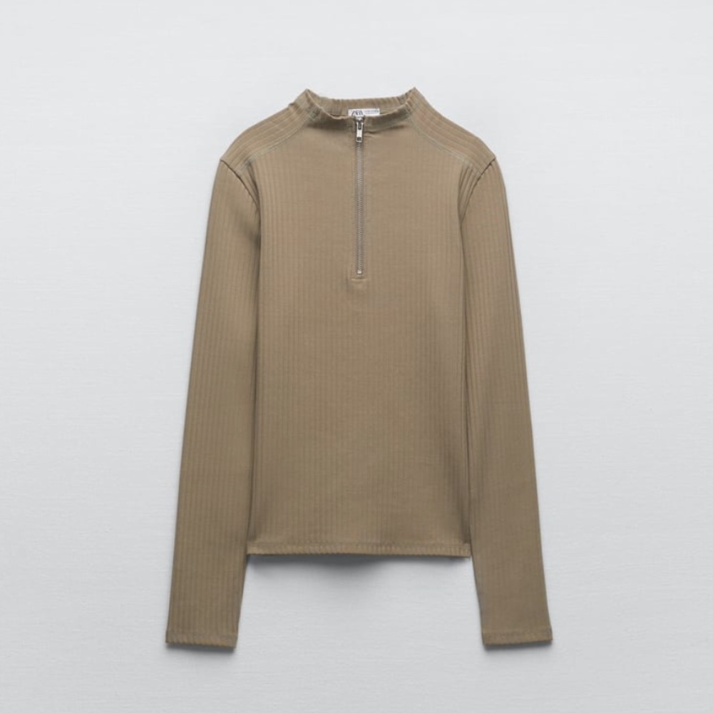 ZARA ZIPPERED RIB TOP NWT